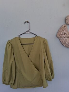 Chartreuse Wrap Blouse - Women